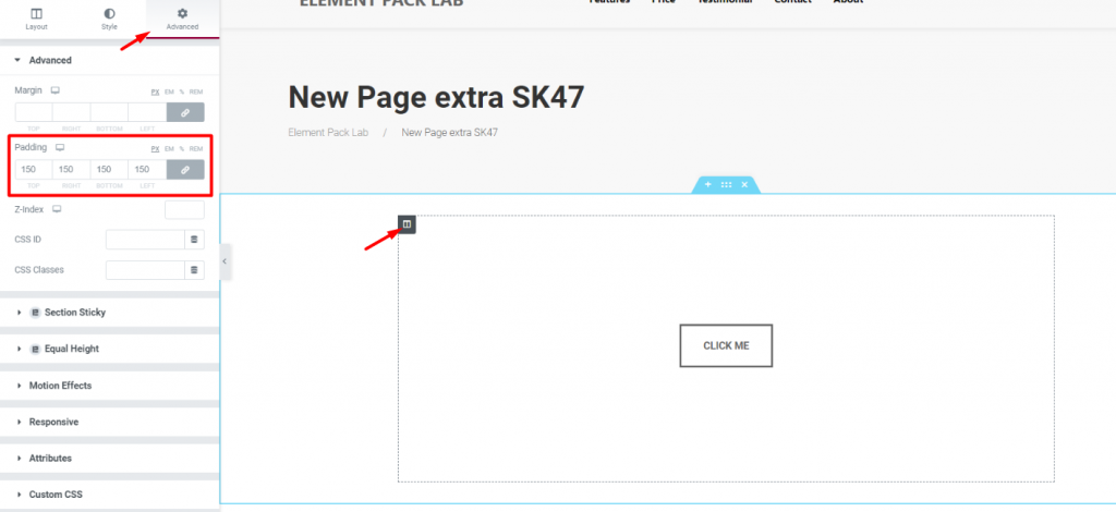 add padding to pop up in elementor