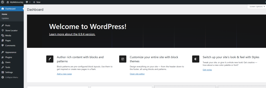 WordPress Dashboard WordPress Dashboard