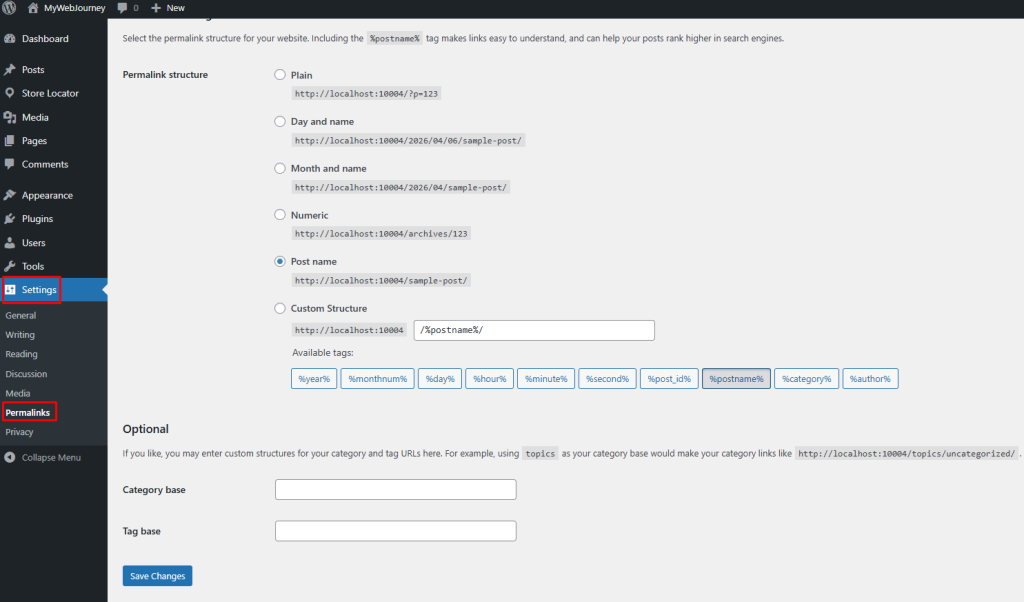 Set Website Links (Permalinks) Set Website Links (Permalinks)