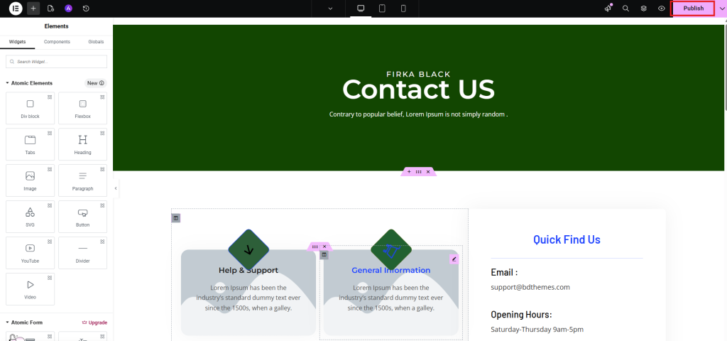 editing contact page editing contact page