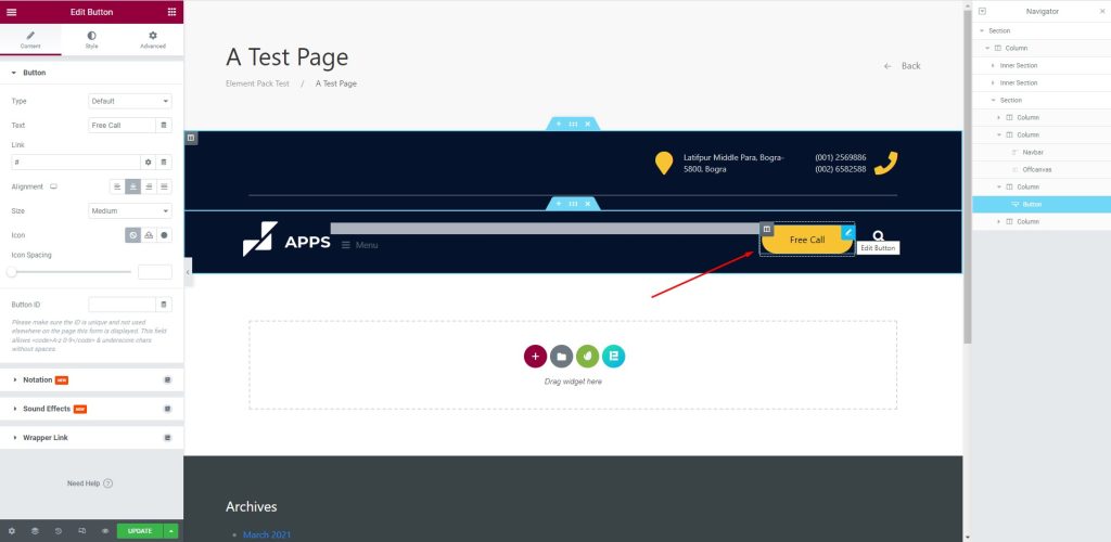 How to make custom header using Elementor and Element Pack