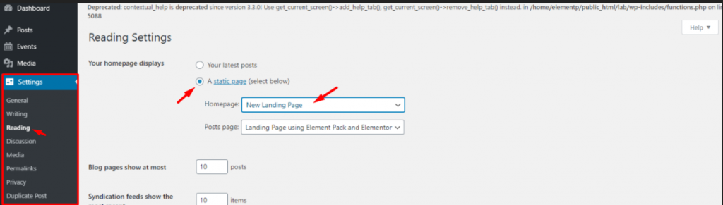 wordpress settings