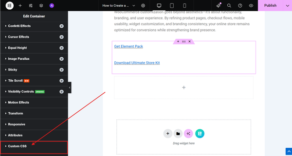Scroll down and click on Custom CSS