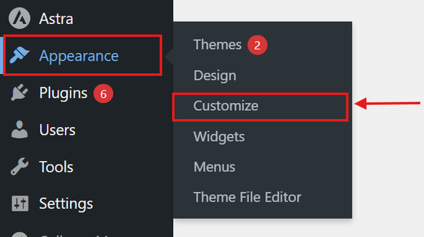 Navigate to Appearance &gt;&gt; Customize.