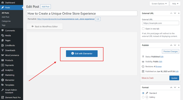 Dashboard: Method 2: Using Elementor’s Style Settings