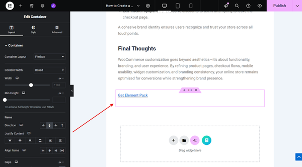 Then, click on the text block with the link