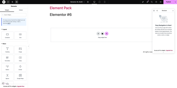 Elementor editor panel