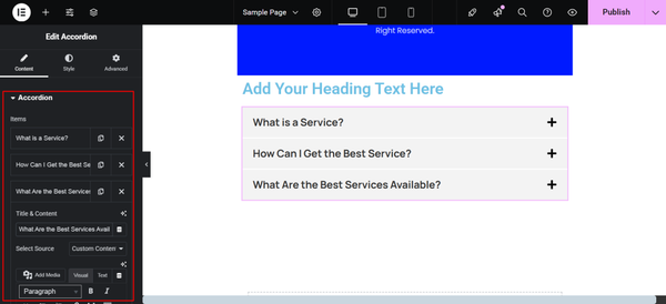 Adding Title and Description to Accrodion