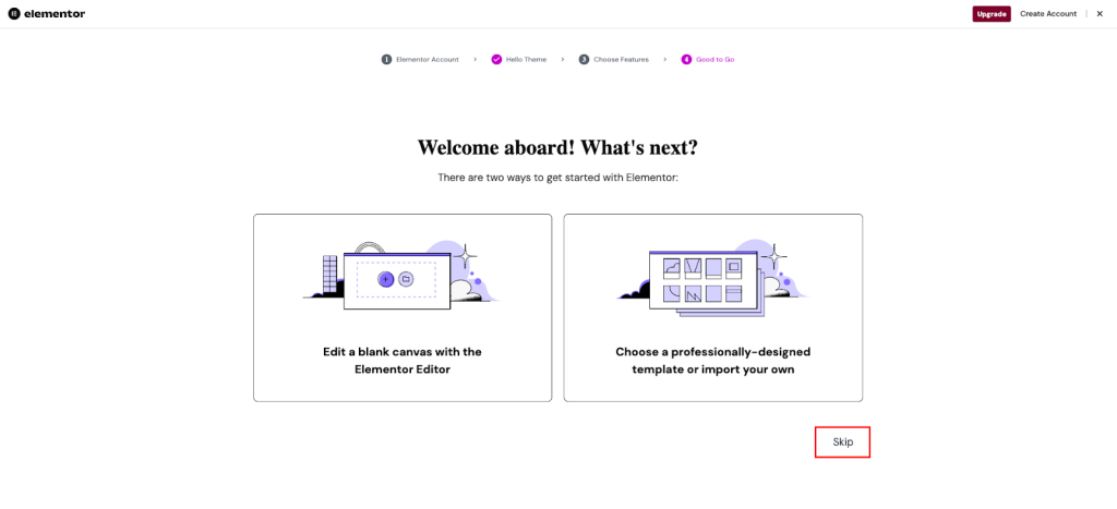 Completing Elementor Signup