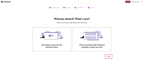 Completing Elementor Signup