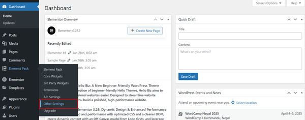 Managing Elementor Settings to Use Element Pack