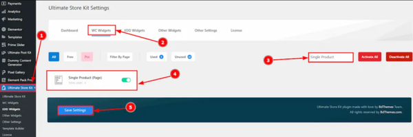 Enable the Single Product Page Widget Enable the Single Product Page Widget
