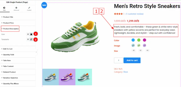 Customize the Product Description Section Customize the Product Description Section