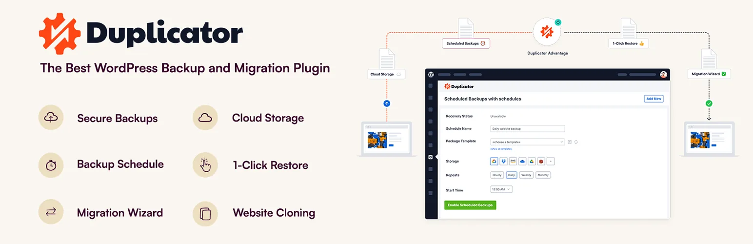 Duplicator WordPress backup and migration plugin with scheduled backups and one-click restore Duplicator WordPress backup and migration plugin with scheduled backups and one-click restore