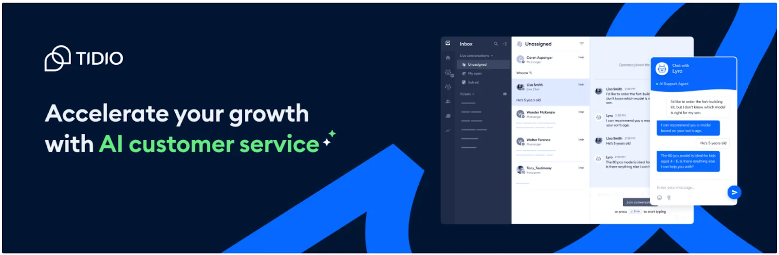 Tidio live chat and AI customer service dashboard for online stores Tidio live chat and AI customer service dashboard for online stores