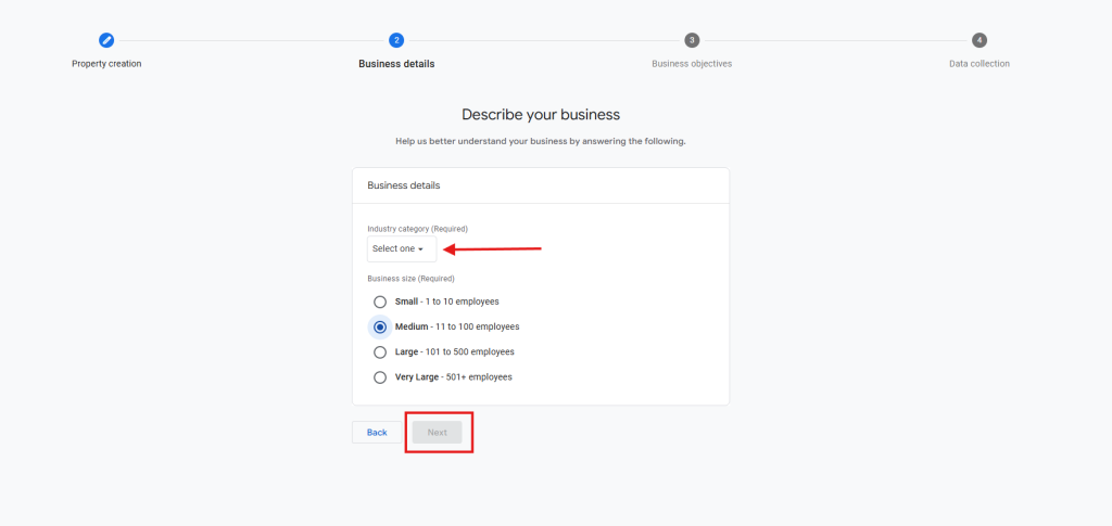 Now set your business details.