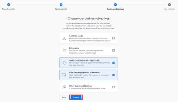 Choose your business objectives. Choose your business objectives.