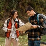 Couple looking forest