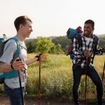 Friends with backpacks