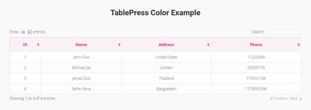 Elementor TablePress Widget – Element Pack for Elementor