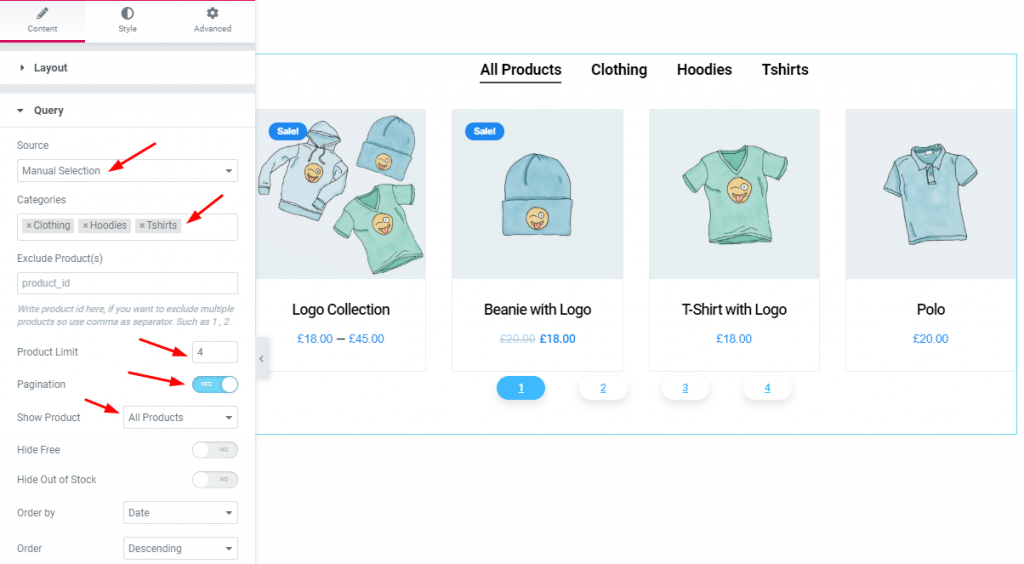 WooCommerce products viewing by the Element Pack, a page builder plugin