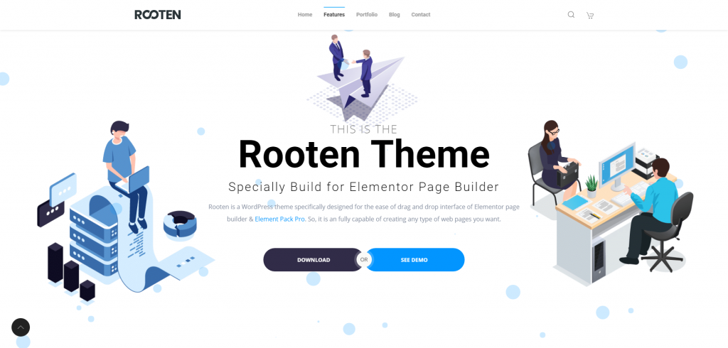 Rooten Theme is one of the best themes for Elementor.