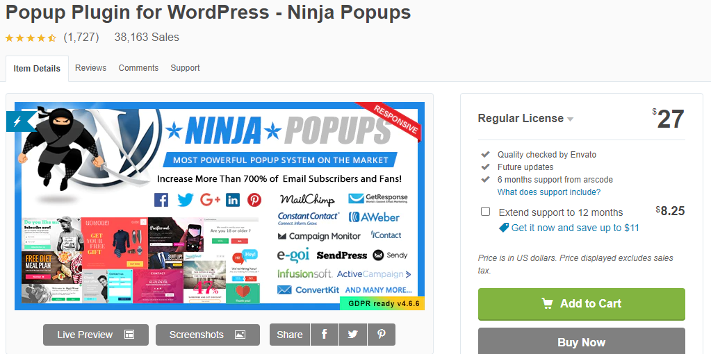 Ninja popups Email capture tools for WordPress