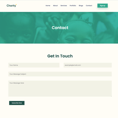 Charity Contact Page