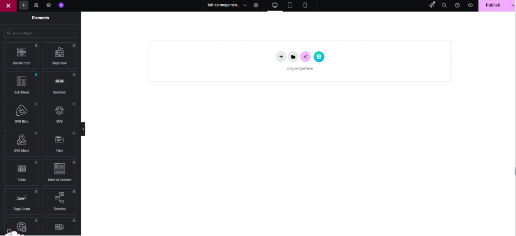 The Elementor editor will open