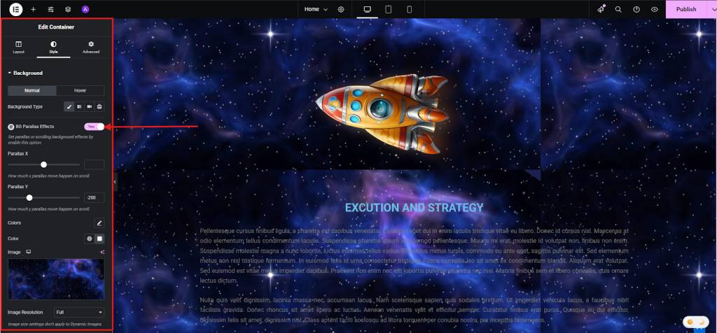 Choose an Element to Add Parallax