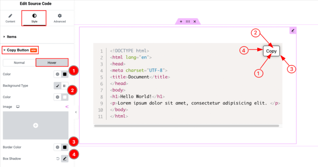 code Copy Button Styling - Hover State