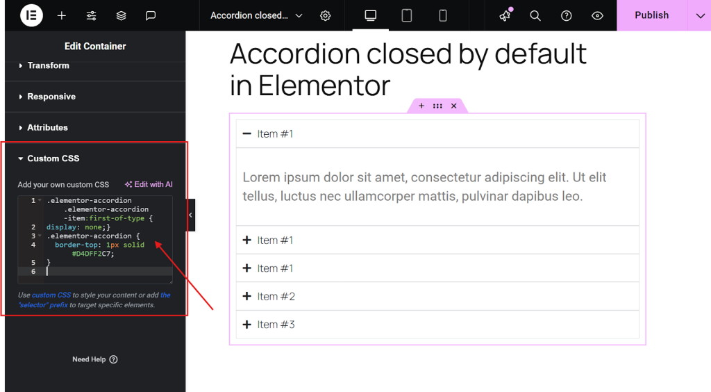 Then, scroll down and paste the CSS code into the Custom CSS field