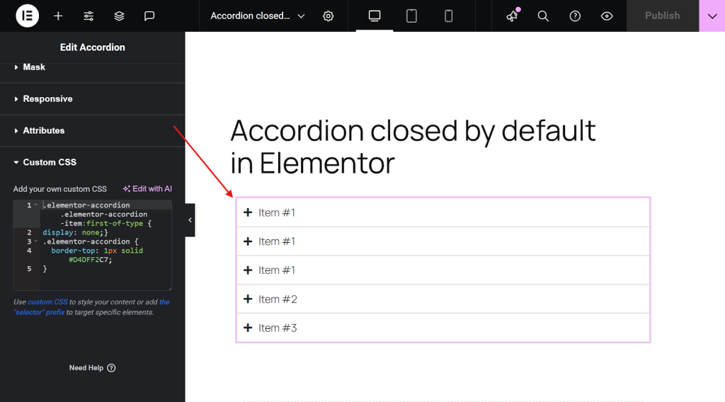 Now, publish the page