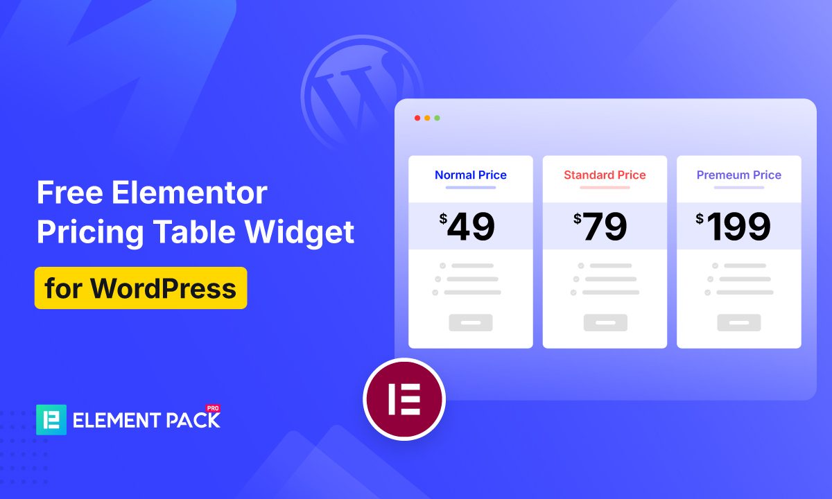 Free Elementor Pricing Table Widget for WordPress